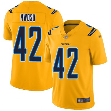 Los Angeles Chargers NFL Football Uchenna Nwosu Gold Jersey Men Limited  #42 Inverted Legend